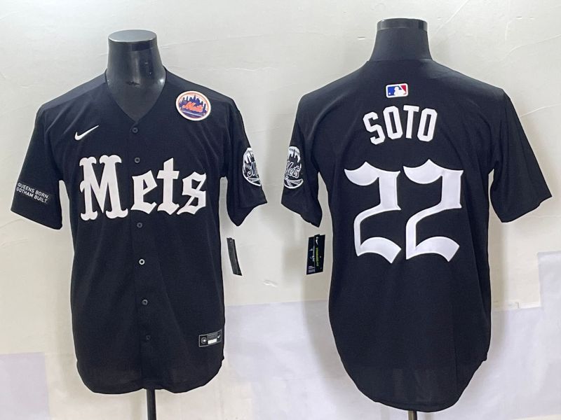 Men 2025 New York Mets 22 Soto Black Five generations Joint Name Nike MLB Jersey style 14